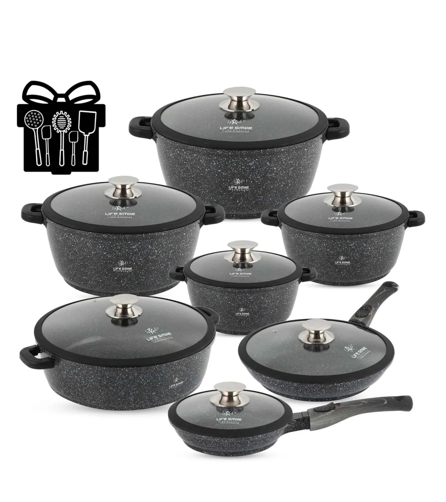 Granite Coated Kitchen Cookware Set - 29 Pieces