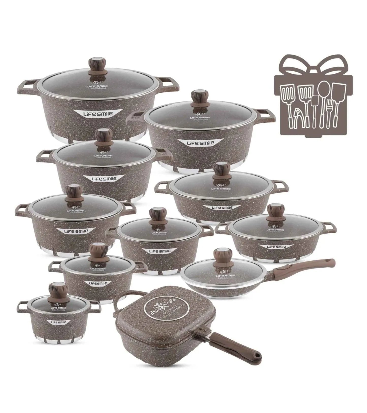 Granite Coated Kitchen Cookware Set - 29 Pieces