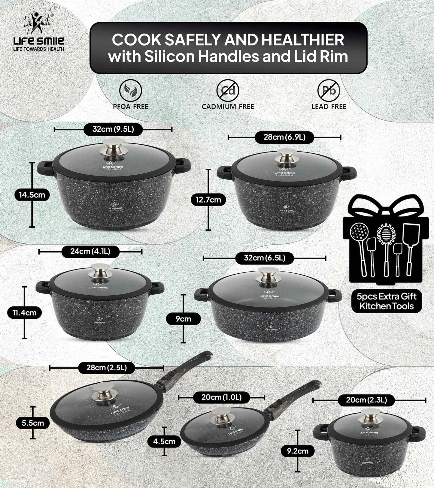 Granite Coated Kitchen Cookware Set - 29 Pieces