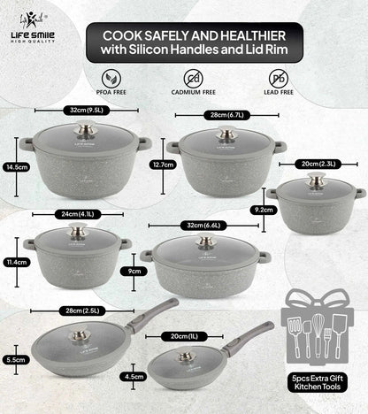 Granite Coated Kitchen Cookware Set - 29 Pieces